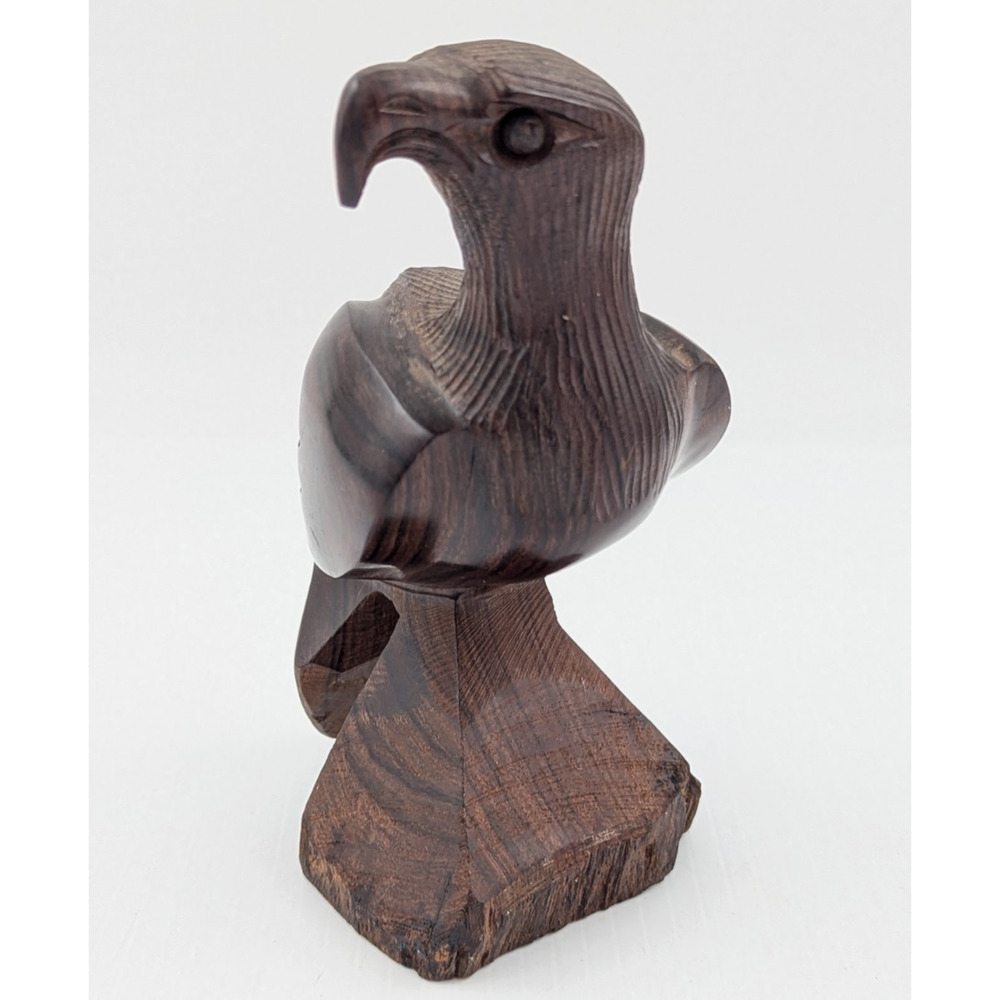 Vintage Hand Carved Ironwood Eagle Sculpture 6” Bird of Prey Falcon - Picture 2 of 8